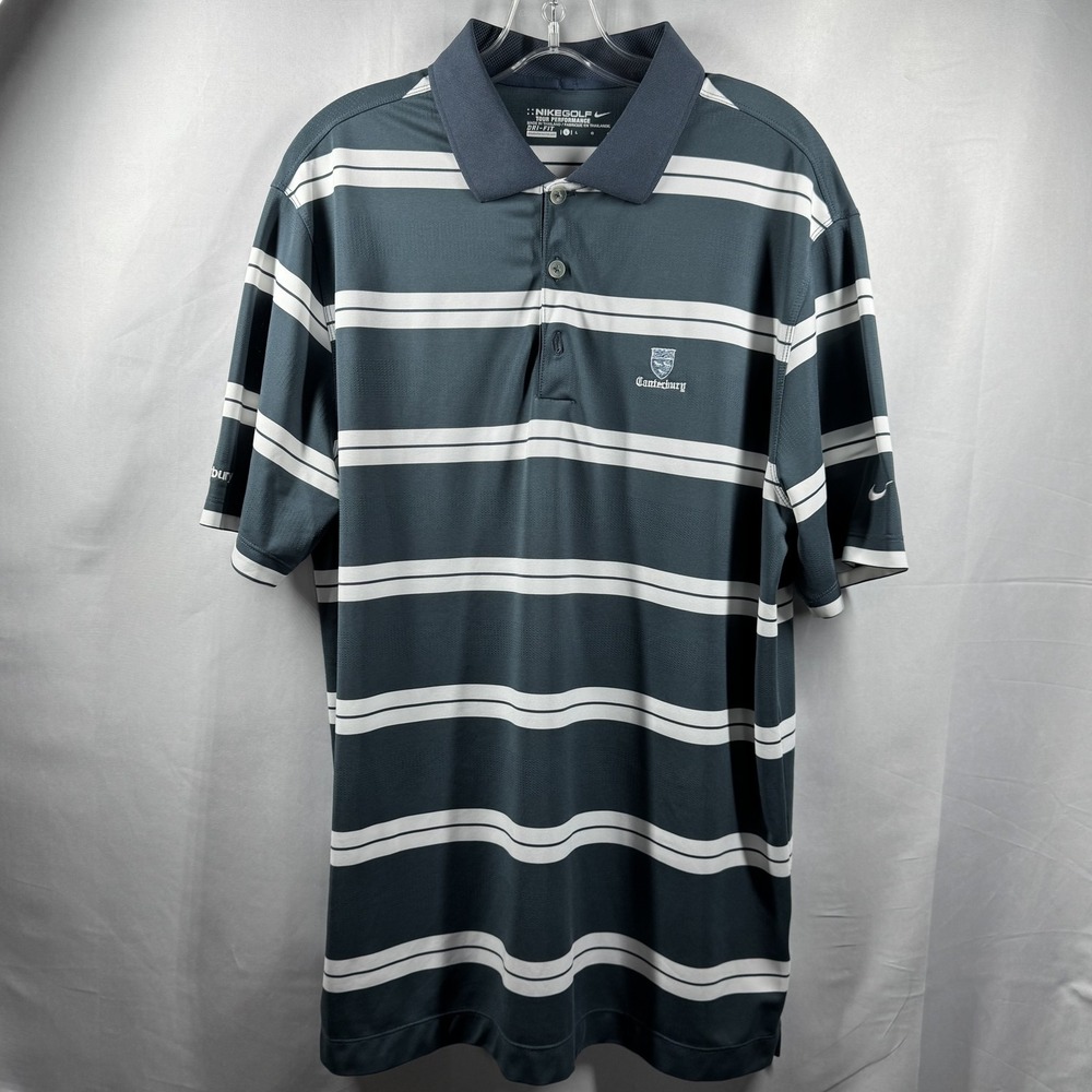 Nike Golf Polo Shirt‎ Mens Large Dri-Fit Canterbury Performance Striped